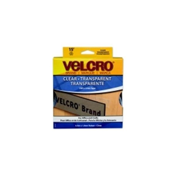 Velcro Brand Cloth Hook and Eye USA 1294033 Cloth Hook and Eye Sticky-Back Peel & Stick Roll Tape with Hook & Loop Strip; 15 x 0.75 in.; Clear 1294033